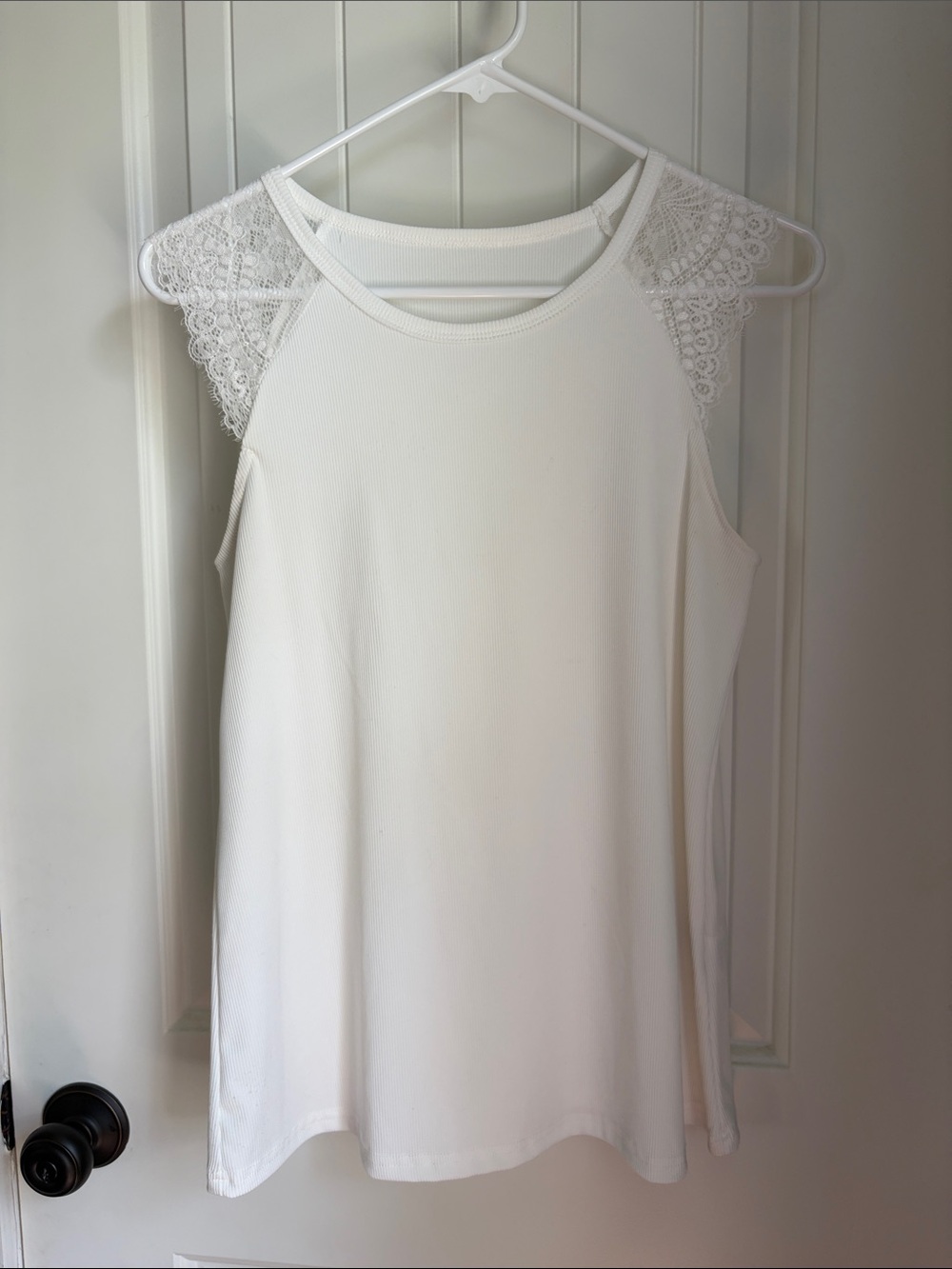 SHEIN White Lace Cap-Sleeve Tank Top